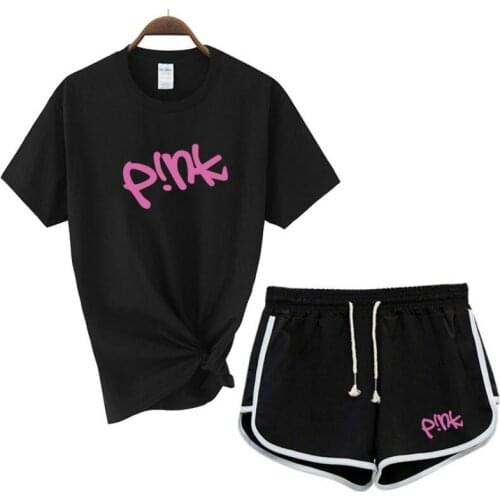 Fashion Womens T-shirt + Shorts 2-piece Suit Womens 2021 New Casual Suits Womens Sports Suits Brand Womens T-shirt Tops