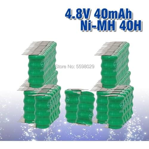 10-100pc Ni-MH Rechargeable Button Cell Battery 4.8V 40MAH With Pins For Car LED Torch Lenser PLC Data backup power