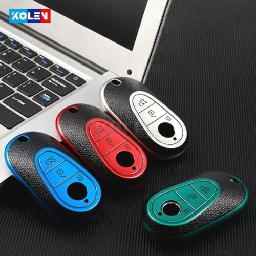 New Leather + TPU Car Remote Key Full Cover Case Shell Fob Keychain For Mercedes Benz W223 S Class S300 S350 S450 S500 2020 2021