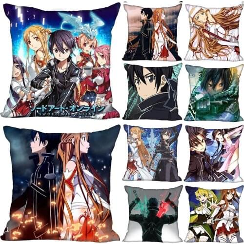 New Arrival Sword Art Online Pillow Case High Quality Satin Fabric Pillowcase Decorative Pillow Cover Wedding Decorative