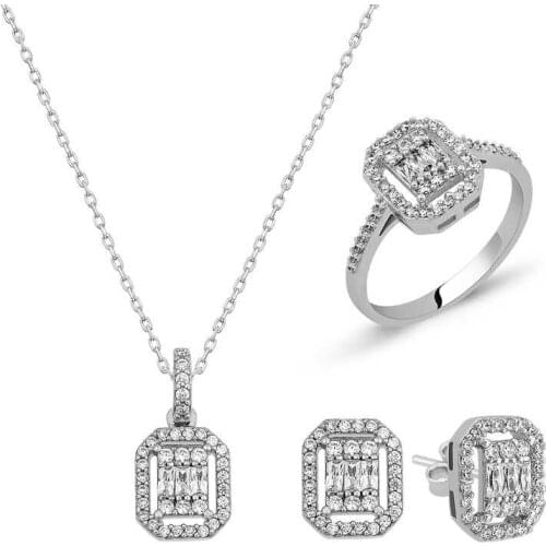 Original silver, Baguette Stony Set ,Most Special Jewelry Sets Suitable and Quality Products Types