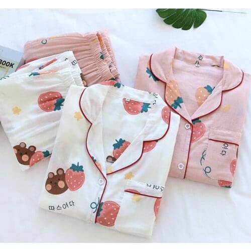 Sweet Lovely Ruffles Home Clothes For Women Cotton Pajamas Set Student Loose Gauze Sleepwear Female Autumn Long Sleeve Homewear