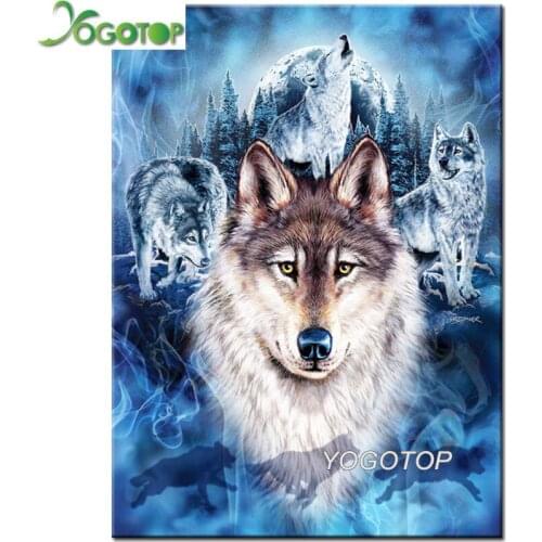 Full Square round drill Diamond Mosaic 5D DIY Diamond Painting wolf team 3D Diamond Embroidery animal Cross Stitch Decor YY2199