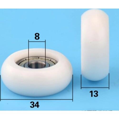 DuoWeiSi 8*34*13mm Bearing pulley roller European standard 3030 aluminum profile rail wheel nylon bearing 53kg Inside 8mm