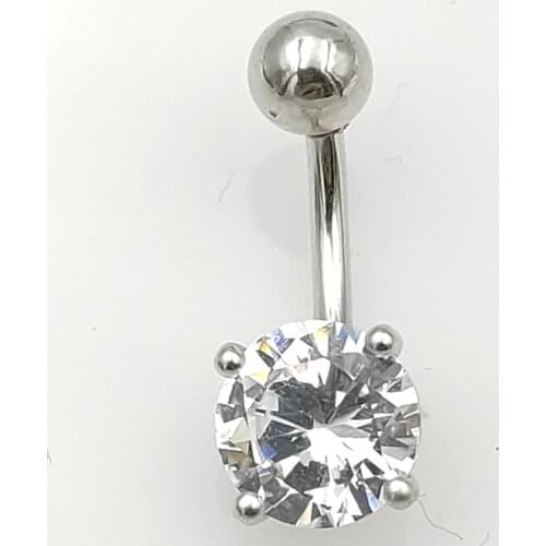 925 sterling silver Belly Button Rings Clear round CZ Navel Rings Belly Piercing jewelry