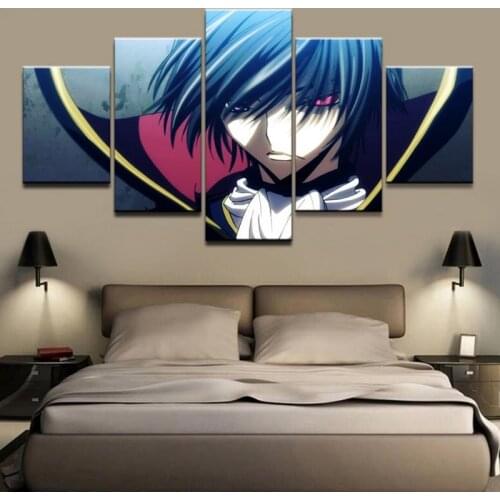 5 Pieces Code Geass Modern Canvas Hd Printed Poster Painting Wall Art Modular Anime Pictures For Boy Room Home Decoration