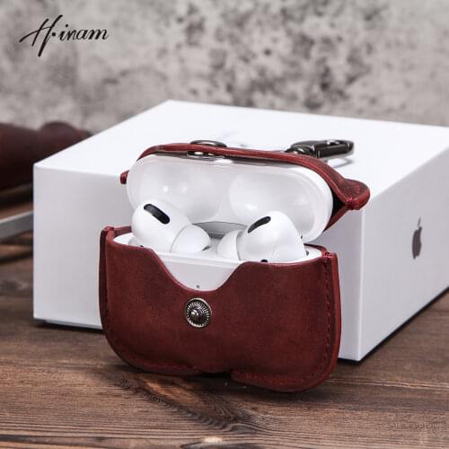 Casual genuine cowhide leather retro small coin purse women luxury wireless earphone case for airpods pro3 vintage hasp mini bag
