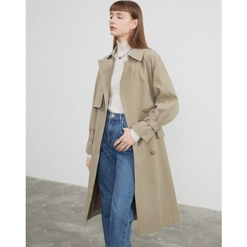 French windbreaker women 2021 new spring and autumn middle and long British Khaki loose over knee coat