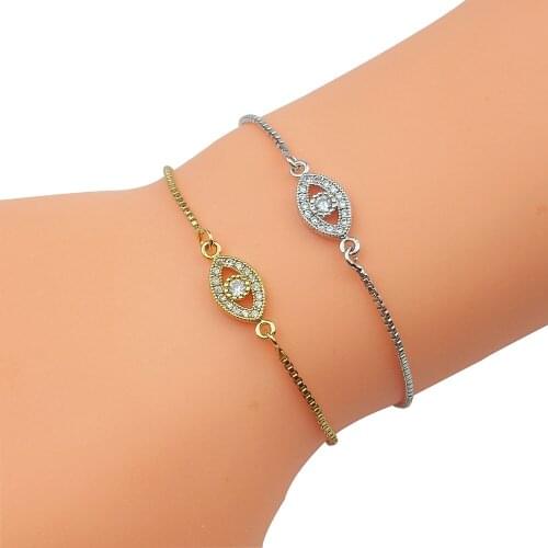 Plated Gold Silver Color Evil Eye Bracelets for Women pulseras mujer moda 2020 Tiny Eye Adjustable Bracelet Zircon Jewellery