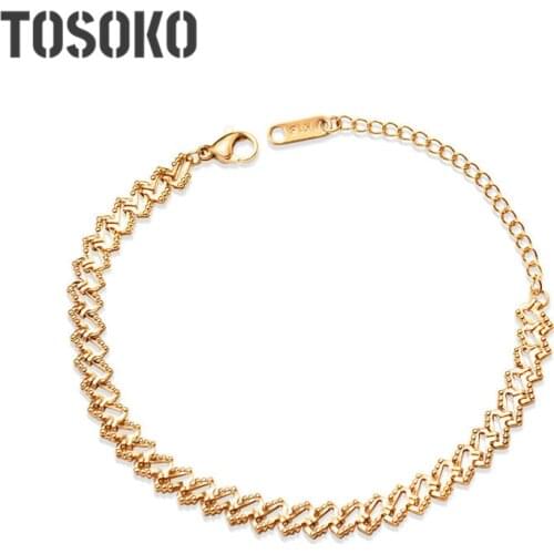 TOSOKO Cool Style Titanium Steel Rose Gold Handmade Bracelet Titanium Steel Jewelry Bracelets For Women Animl Bracelet BSE083