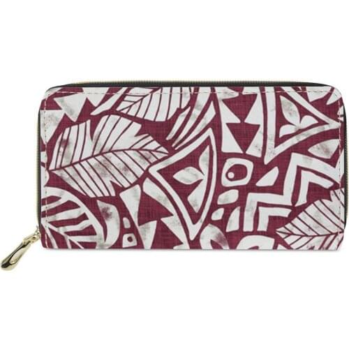 Custom Wallet 2018 Women Polynesian tribal style Brand Womens Long Wallets Female Leather Purse Cute Travel Storage Money Bags