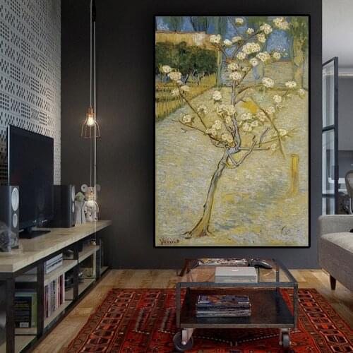 Famous Van Gogh Blossoming Almond Tree Oil Painting Reproductions on Canvas Posters and Prints Wall Art Picture for Living Room