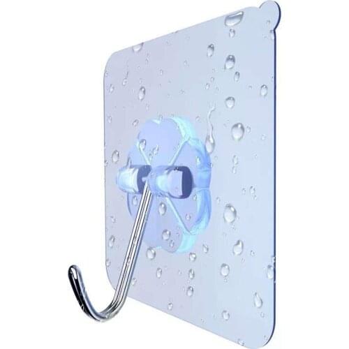 1pcs Hooks Strong Self-adhesive Wall Hooks Kitchen Accessories Transparent Removable Hanger Hooks For Home Bathroom Cuisine