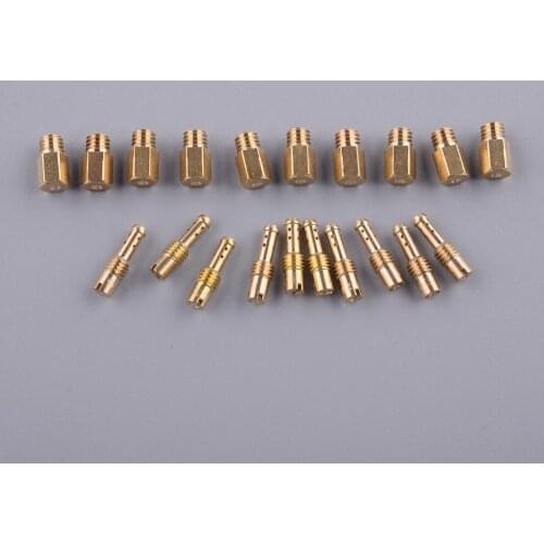 10pcs Light Gold Main Jets & Pilot Jets Carburetor Kits Motorcycle Metal Fit for Mikuni TM TMX VM VM22