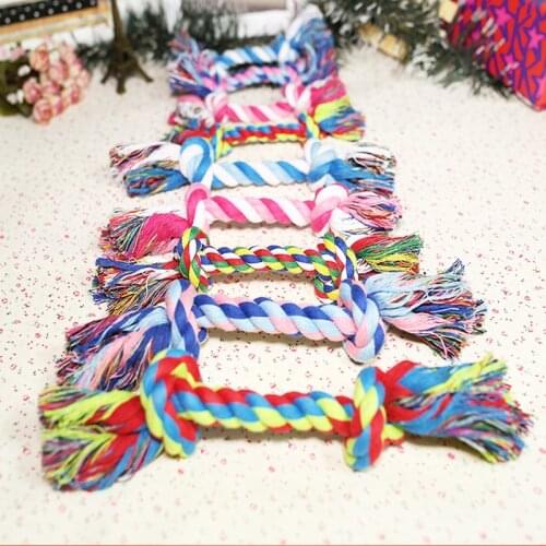 25cm Pet Dog Puppy Cotton Chew Knot Toy Durable Braided Bone Rope Pet Supplies Chew Training Toy Cleaning Tooth