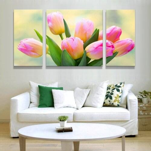 3pcs nordic Print poster canvas Wall Art pink orchids Decoration oil painting Modular pictures on the wall sitting room(no frame
