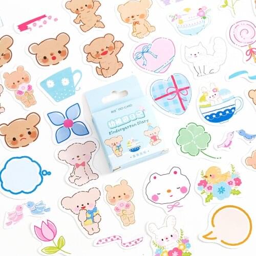 46 Pcs Small Size Scrapbook Stickers Cute Bear Sticker Set For Diary Album Notebooks Cards Envelopes Laptop Planners