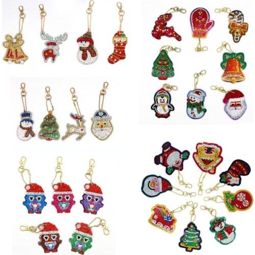 5D DIY Diamond Painting Keychain Diamond Mosaic Craft Handmade Christmas Tree Pendant Ornament Gift Christmas Decoration