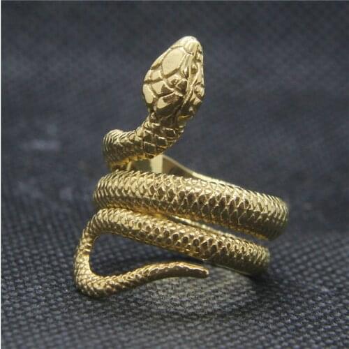 Drop Ship 7-13 Animal Snake Ring 316L Stainless Steel Party Mens Cool Golden Snake Ring