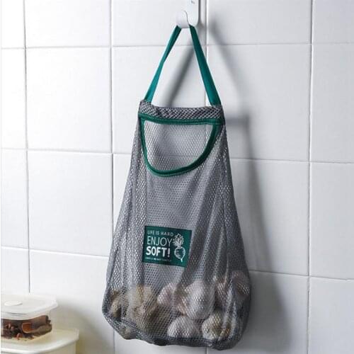 Reusable Mesh Bag Organizer Eco Reusable Shopping Tote Bag Fruit Vegetable Hanging Mesh Storage Bag Breathable Kitchen Organizer