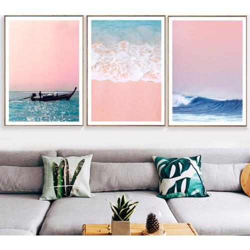 Sea Beach Ship Landcape Wall Art Picture Nordic Posters And Prints Home Decoration Pictures For Living Room Unframed