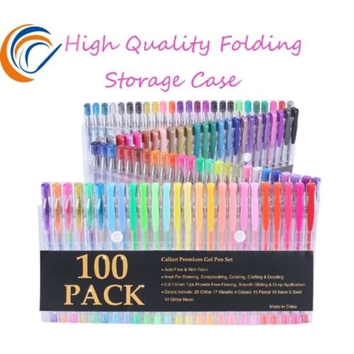 100 Colors Per Set Flash Gel Pens Set, Glitter Gel Pen for Adult Coloring Books Journals Drawing Art Markers Wholesale