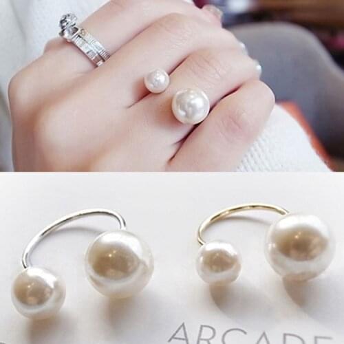 New Jewelry U-shaped Opening Adjustable Size Simulation Pearl Ring Elegant Womens Ring Wholesale Rings For Women