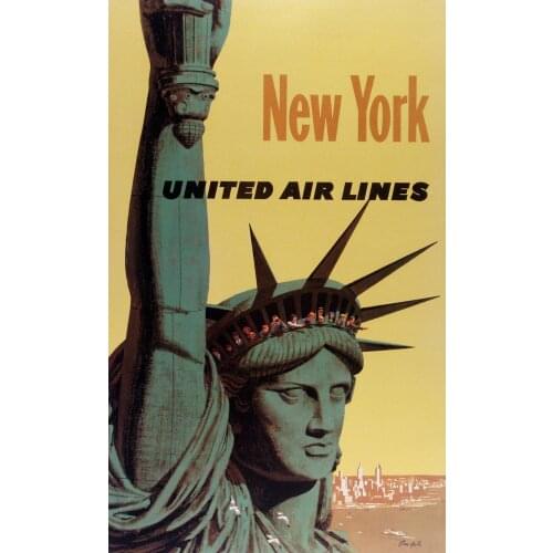 New York Retro Travel 2 Silk Fabric Wall Poster Art Decor Sticker Bright