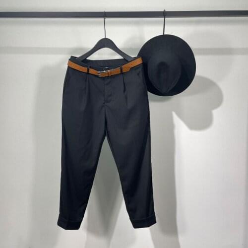 Owen Seak Men Casual Pencil Pants Gothic Clothing High Street Sweatpants Autumn Spring Calf-Length Loose Black Pants