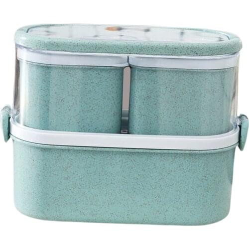 Protable 3 IN1 Lunch Box Container 3 Compartment for School Office Camping with Spoon Fork