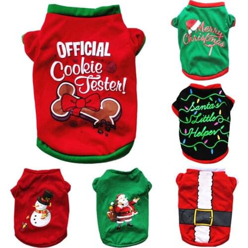 Christmas Dog Clothes Cotton Pet Clothing For Small Medium Dogs Vest Shirt New Year Puppy Dog Costume Chihuahua Pet Vest Shirt