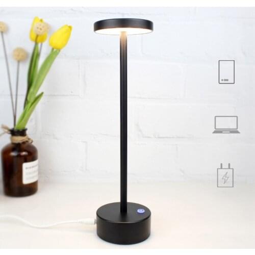 Modern Led Touch Dimming Night Light for Restaurant Bar Simple Wireless Chargeable Table Lamp Bedroom Bedside USB Table Lamps