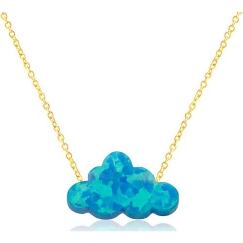 Dark Blue Opal Pendants Opal Cloud Necklace Women Girl Baby Gold Choker Necklace Collier Femme Bijoux Birthday Gift BFF