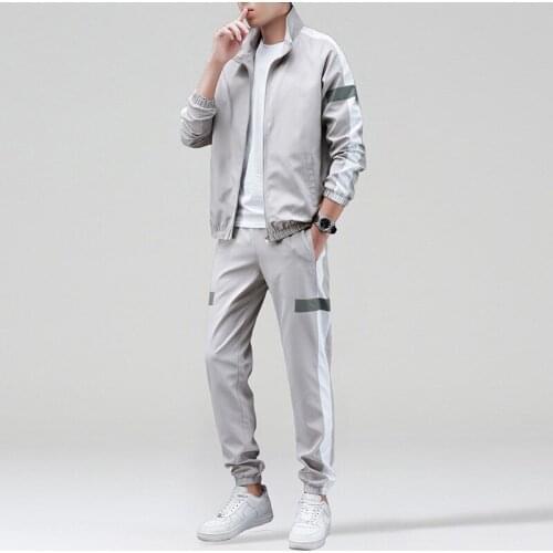 Spring Men Sporting Suit Loose Zip Up Jacket Sweatshirt+sweatpant Jogger Training Outfit Running Casual Set Sportswear Tracksuit