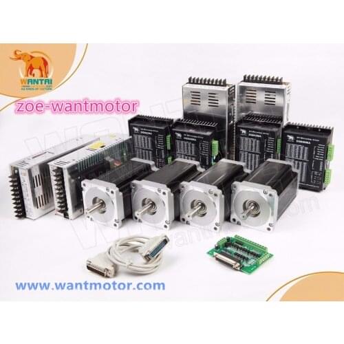 High quality!CNC Wantai 4 Axis Nema34 Stepper Motor WT86STH118-6004A 1232oz-in+Driver DQ860MA 80V 7.8A 256Micro