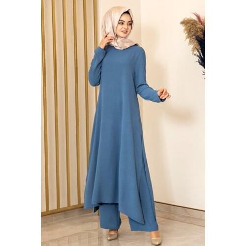Indigo color two pieces women dress. Elegant and quality dress. Muslim dress. New season fashion. Made in Turkey. Kaftan. Caftan