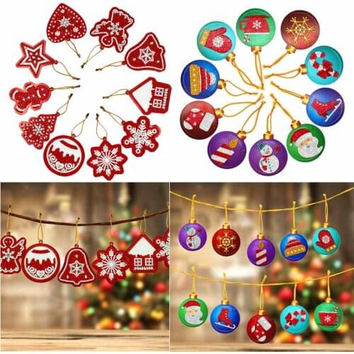 10pcs DIY Diamond Painting Christmas Tree Pendant Special Shape Diamond Embroidery Christmas Gift Christmas Decorations for Home