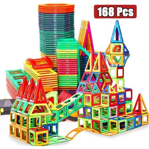168pcs Magnetic Designer Magnetic Building Blocks 3D Construction Blocks Bricks Magnet Toys for Children Gifts Educational
