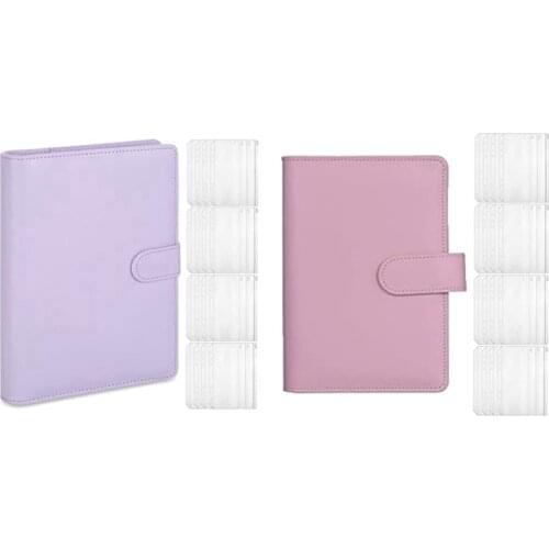 2set A5 Leather Notebook Binder with 32Pcs A5 Plastic Binder Pockets, Budget Envelope System,A & C
