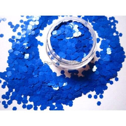 3mm Blue Hex Neon Glitter for Nail polish - Neon Matteness Solvent Resistant Glitter Nail Polish Glitter