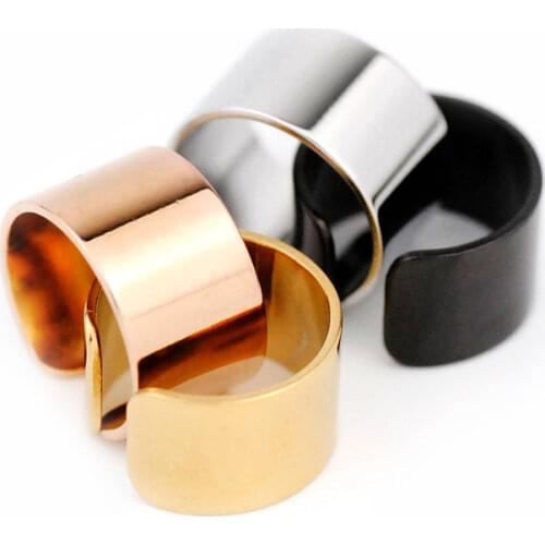 Stainless steel 4 Colors Jewelry Korean Simple Big Smooth Rings for Women Wedding Finger Open Ring Anillos Anelli
