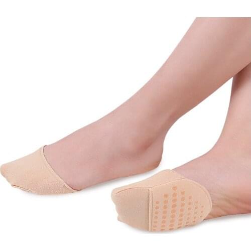 4pcs=2pairs Forefoot Toe Separator Socks Anti-Slip Sweat Absorb Invisible Pads Pain Relief High Heel Shoes Pedicure For The Feet