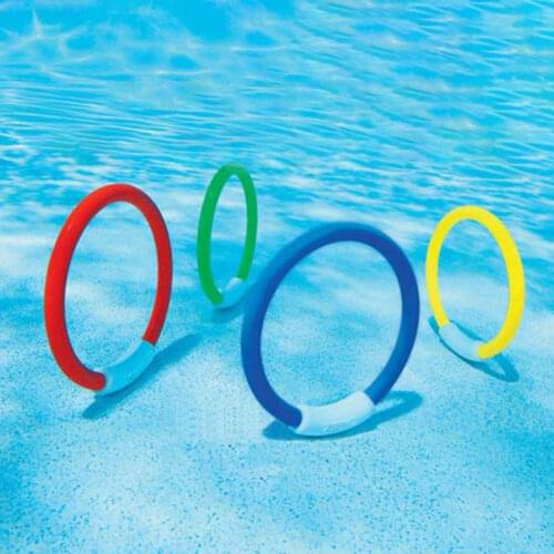 4pcs Swimming Pool Diving Circle Plastic Portable Swimming Diving Ring for Parent-child Gift Childrens Summer Water Toys