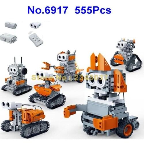 6917 555pcs 6in1 Ultrasonic Avoid Obstacles Robot Remote Control Rc Electric Building Blocks Toy