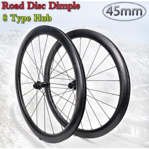 700c Road Disc Brake Wheelset High TG Golf Dimple Surface 45*25mm Rims Clincher Tubular Dimple Carbon Wheels For Cycling