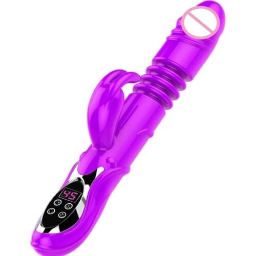 Automatic Telescopic Vibrating Thrusting Dildo Rabbit Vibrator Clitoris Stimulator Heating Magic Wand Double Vibrators For Women