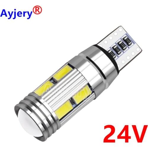 AYJERY 100X Truck 24V LED Car Auto T10 Canbus 194 W5W 5730 10 SMD 5630 LED Light Bulb No Error White Parking Car Side Light