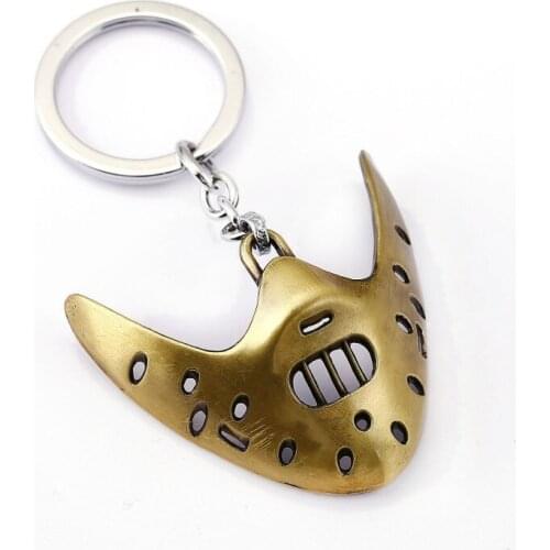 The Silence of the Lambs Metal Zinc alloy Mask Keychain Ogre Hannibal 3D Mask Key Ring Key Chain Men Fashion Pendant Key Holder