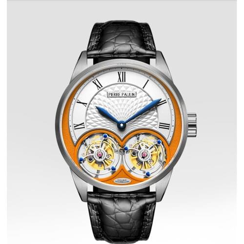 Tourbillon Watch Manual Mechanical Luxury Brand Sapphire Mirror Double Tourbillon Hollow Skeleton Designer Gift Business Watches