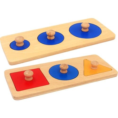 Baby Montessori Sensory Toys Wood Multiple Shapes Multiple Circle Square Triangle Learning Educational Toy for Toddlers 2-4 Year